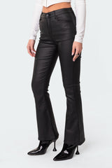 The Aria Leather Flare Jeans